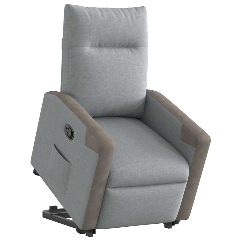 Fotoliu rabatabil cu ridicare, gri deschis, material textil GartenMobel Dekor