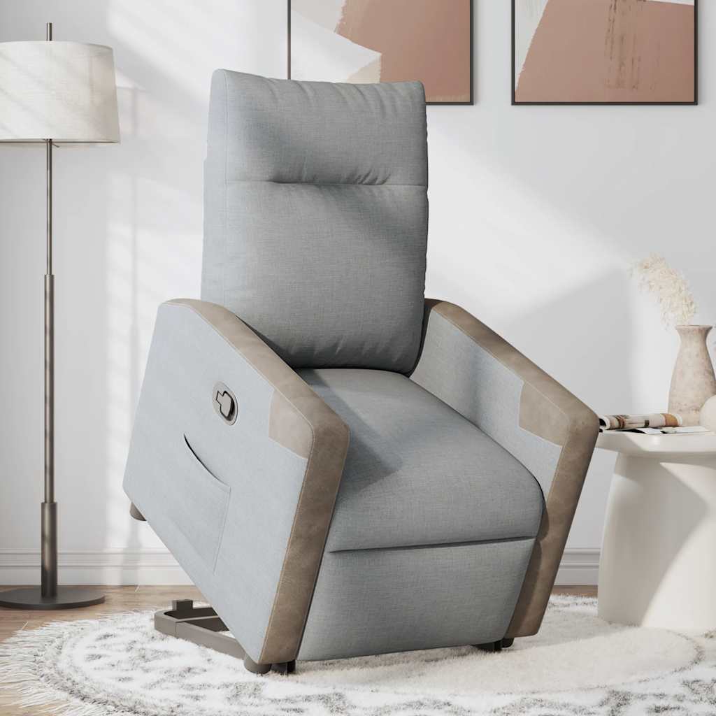 Fotoliu rabatabil cu ridicare, gri deschis, material textil GartenMobel Dekor