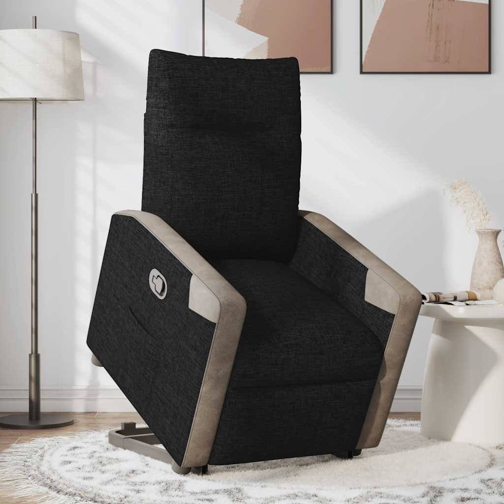 Fotoliu rabatabil cu ridicare pe verticală, negru, textil GartenMobel Dekor