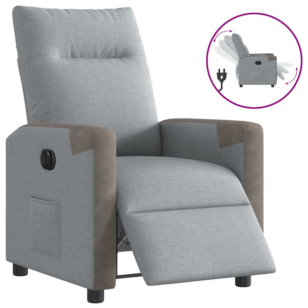 Fotoliu rabatabil electric, gri deschis, textil GartenMobel Dekor