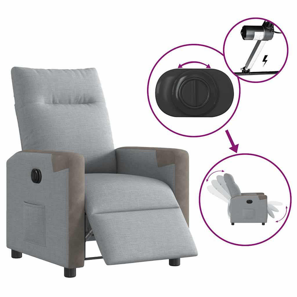 Fotoliu rabatabil electric, gri deschis, textil GartenMobel Dekor