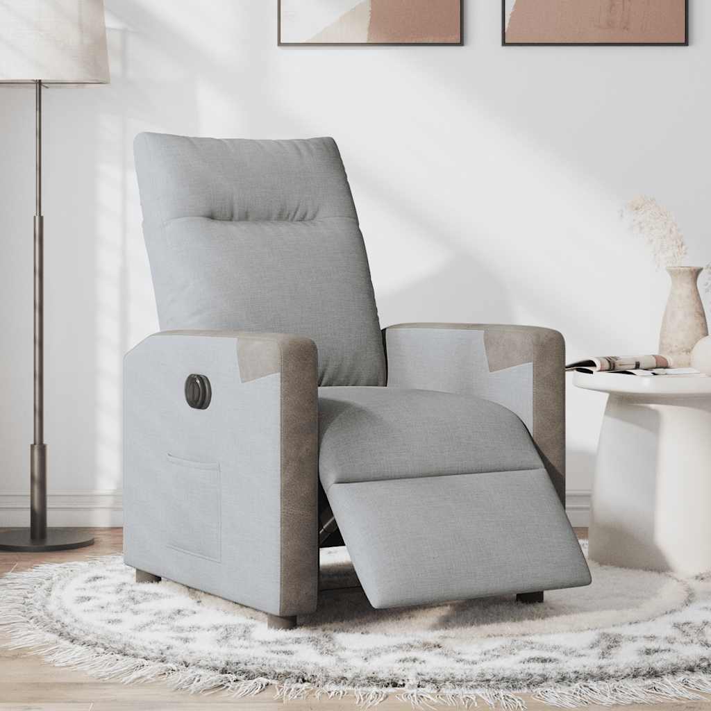 Fotoliu rabatabil electric, gri deschis, textil GartenMobel Dekor