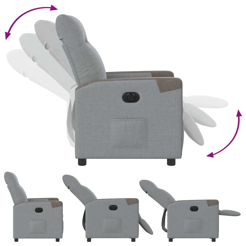 Fotoliu rabatabil electric, gri deschis, textil GartenMobel Dekor