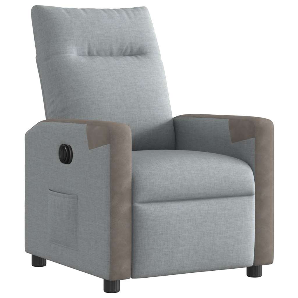 Fotoliu rabatabil electric, gri deschis, textil GartenMobel Dekor