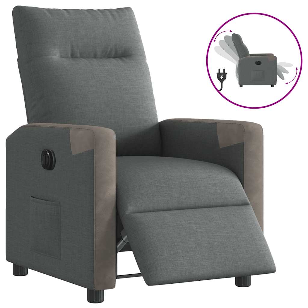 Fotoliu rabatabil electric, gri închis, material textil GartenMobel Dekor