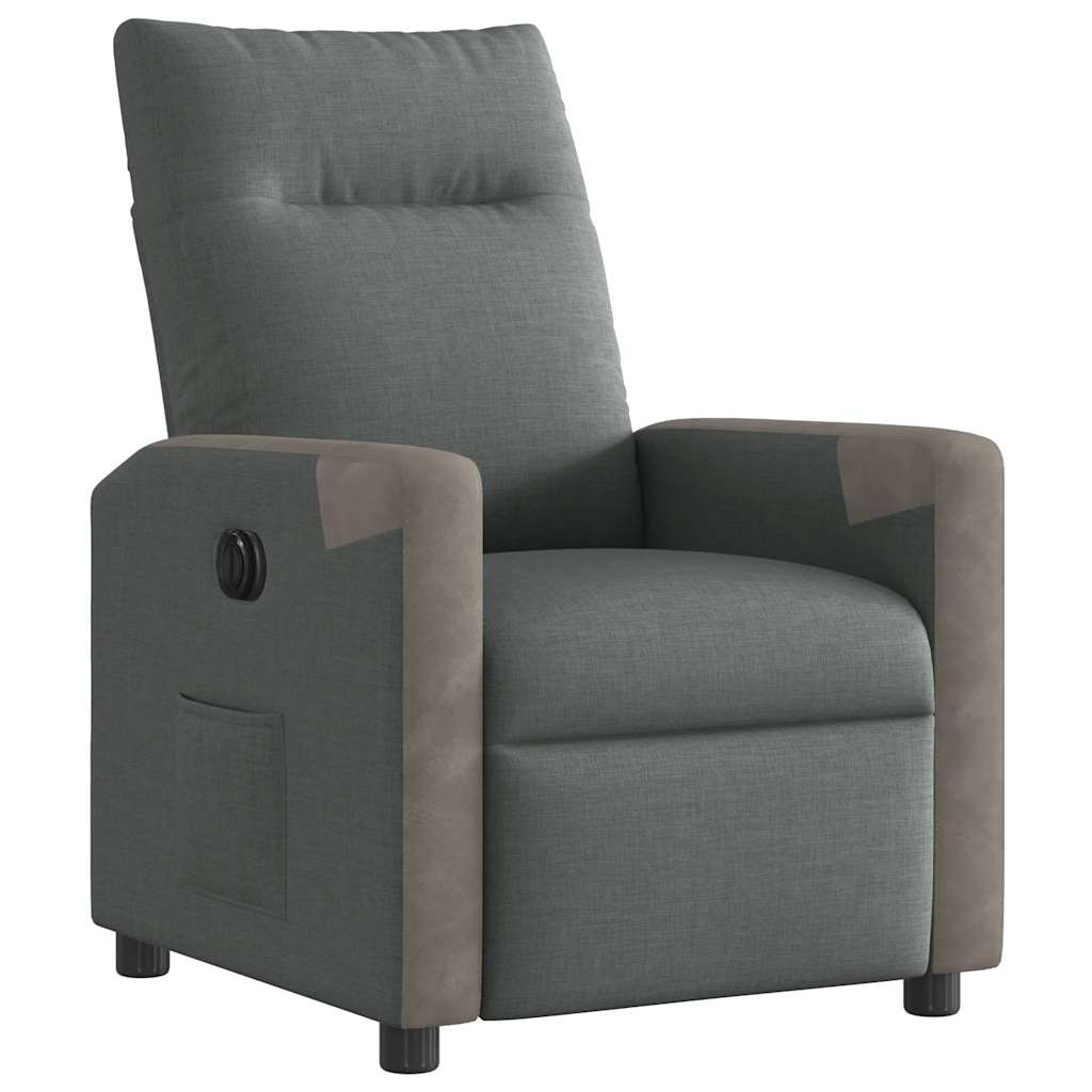 Fotoliu rabatabil electric, gri închis, material textil GartenMobel Dekor