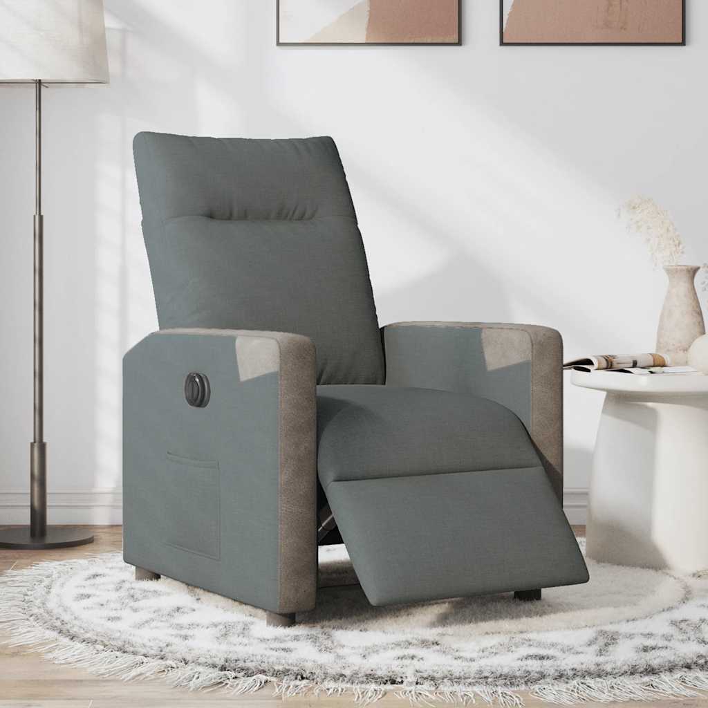 Fotoliu rabatabil electric, gri închis, material textil GartenMobel Dekor