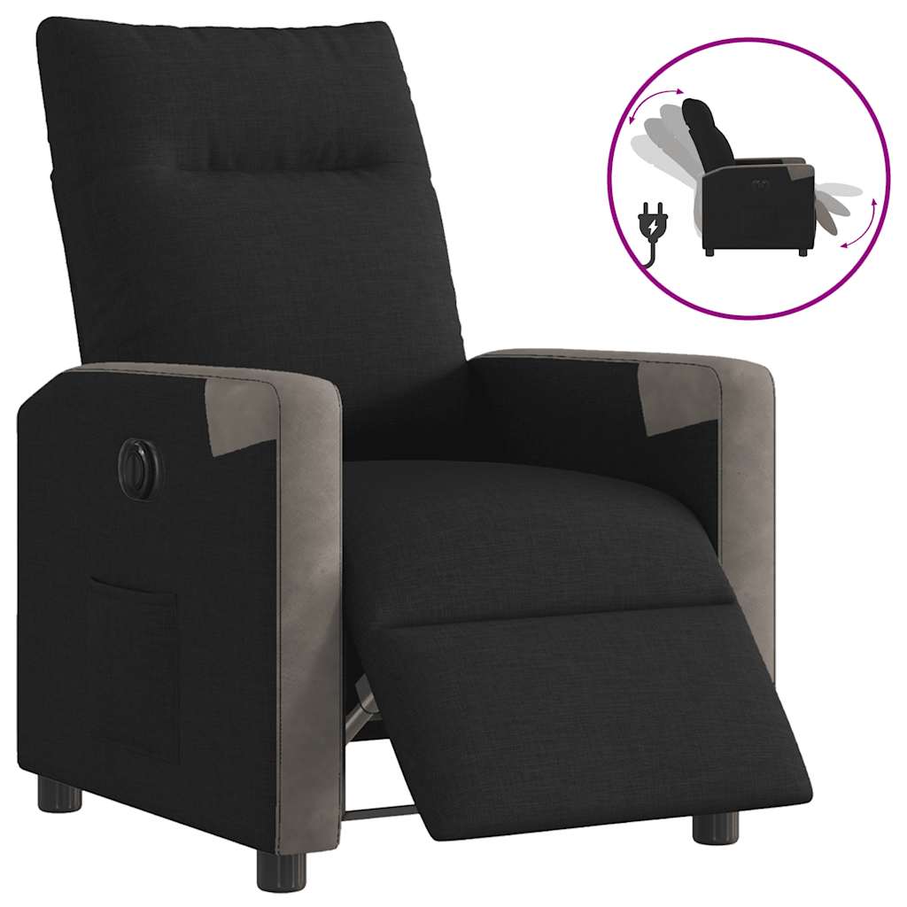 Fotoliu rabatabil electric, negru, material textil GartenMobel Dekor