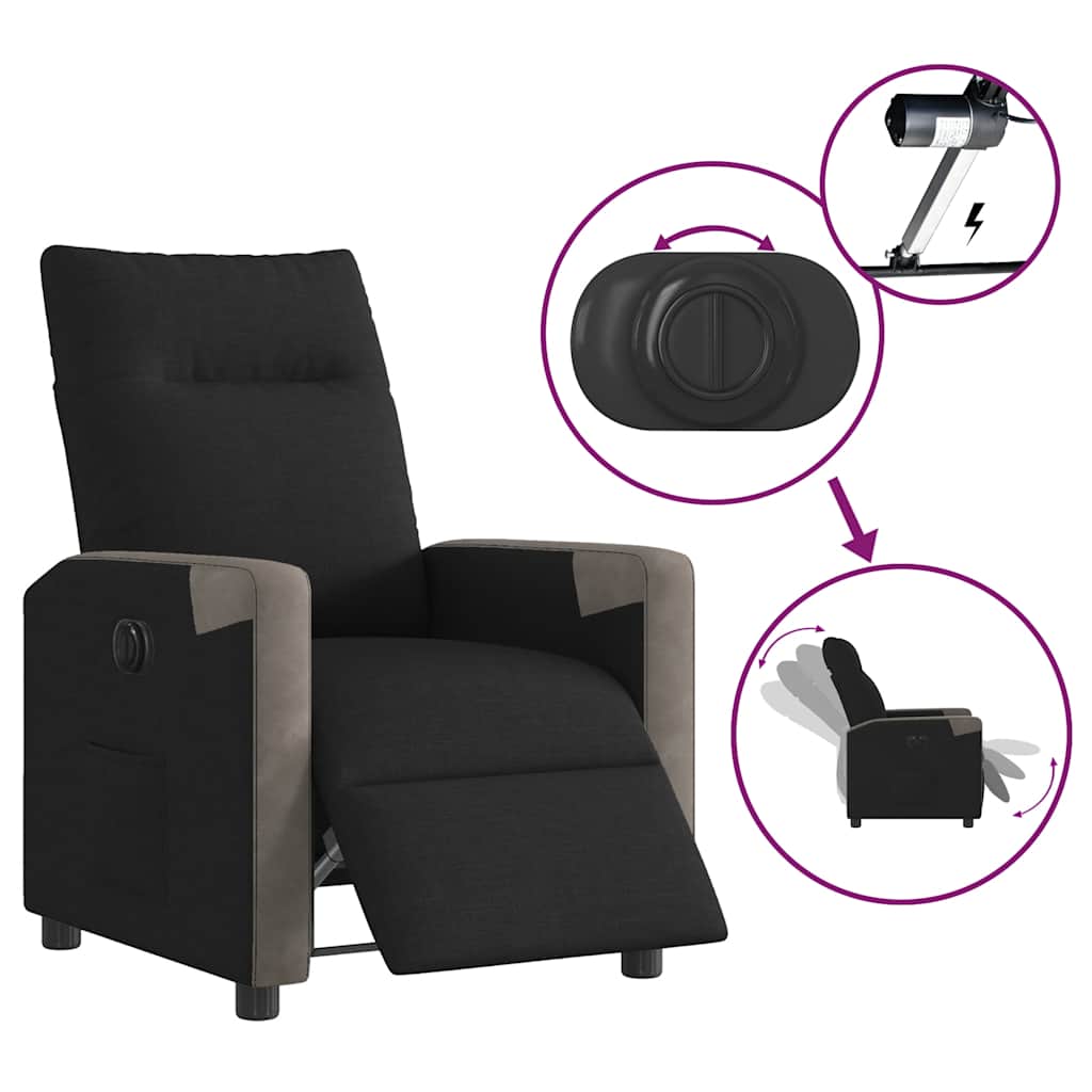 Fotoliu rabatabil electric, negru, material textil GartenMobel Dekor