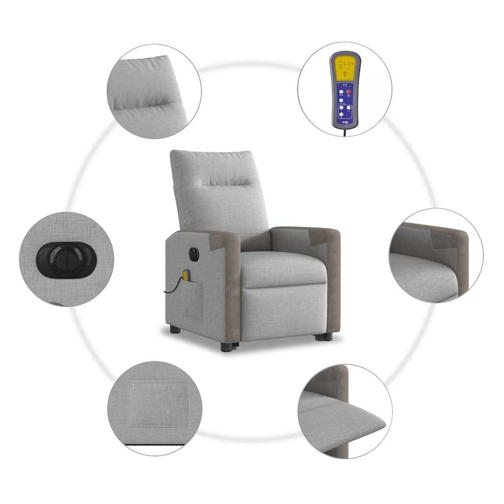 Scaun electric pentru masaj picioare în picioare stofa gri nor GartenMobel Dekor