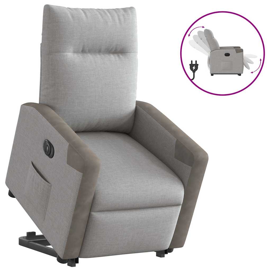 Scaun reclinabil electric, țesătură gri nor GartenMobel Dekor