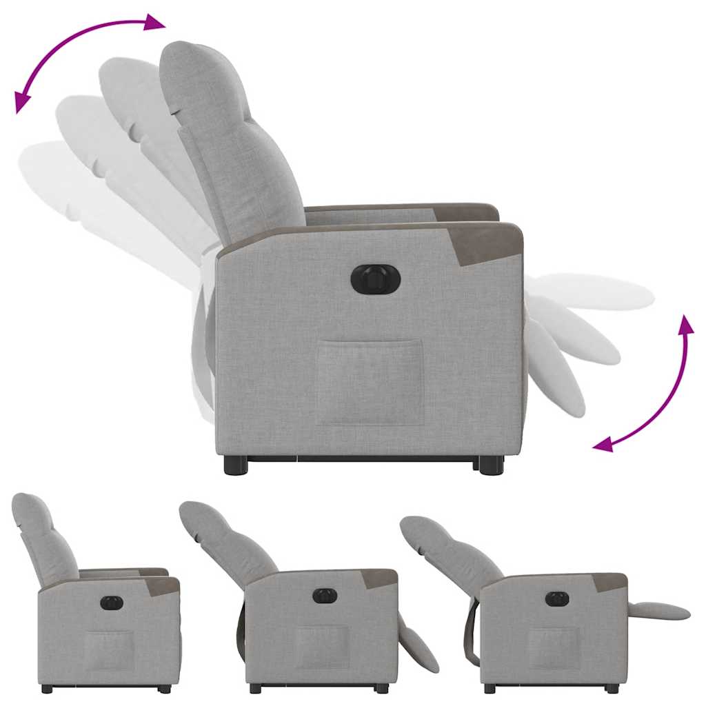 Scaun reclinabil electric, țesătură gri nor GartenMobel Dekor