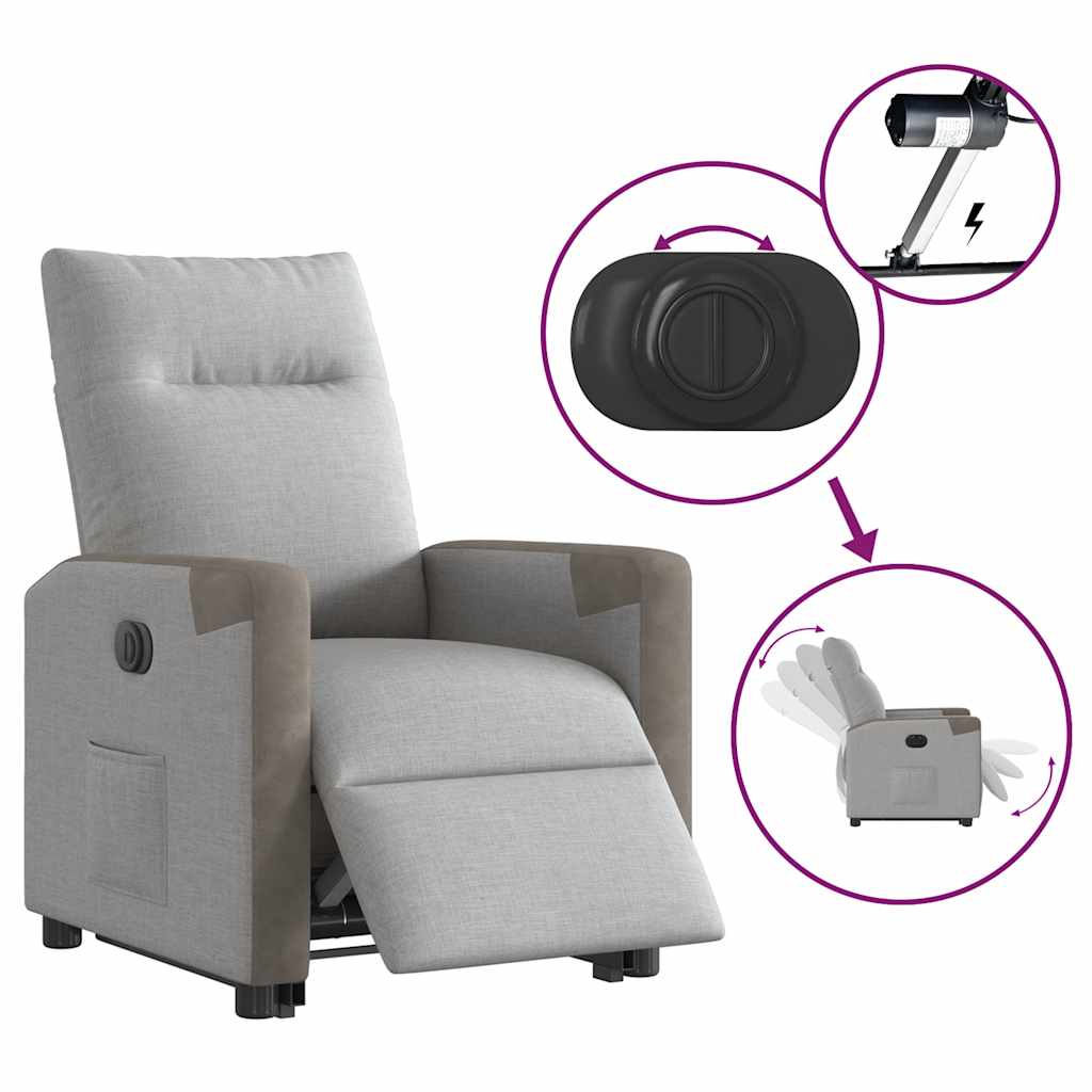 Scaun reclinabil electric, țesătură gri nor GartenMobel Dekor