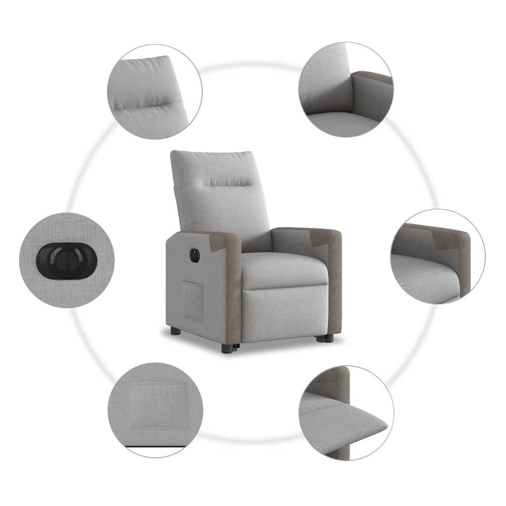 Scaun reclinabil electric, țesătură gri nor GartenMobel Dekor