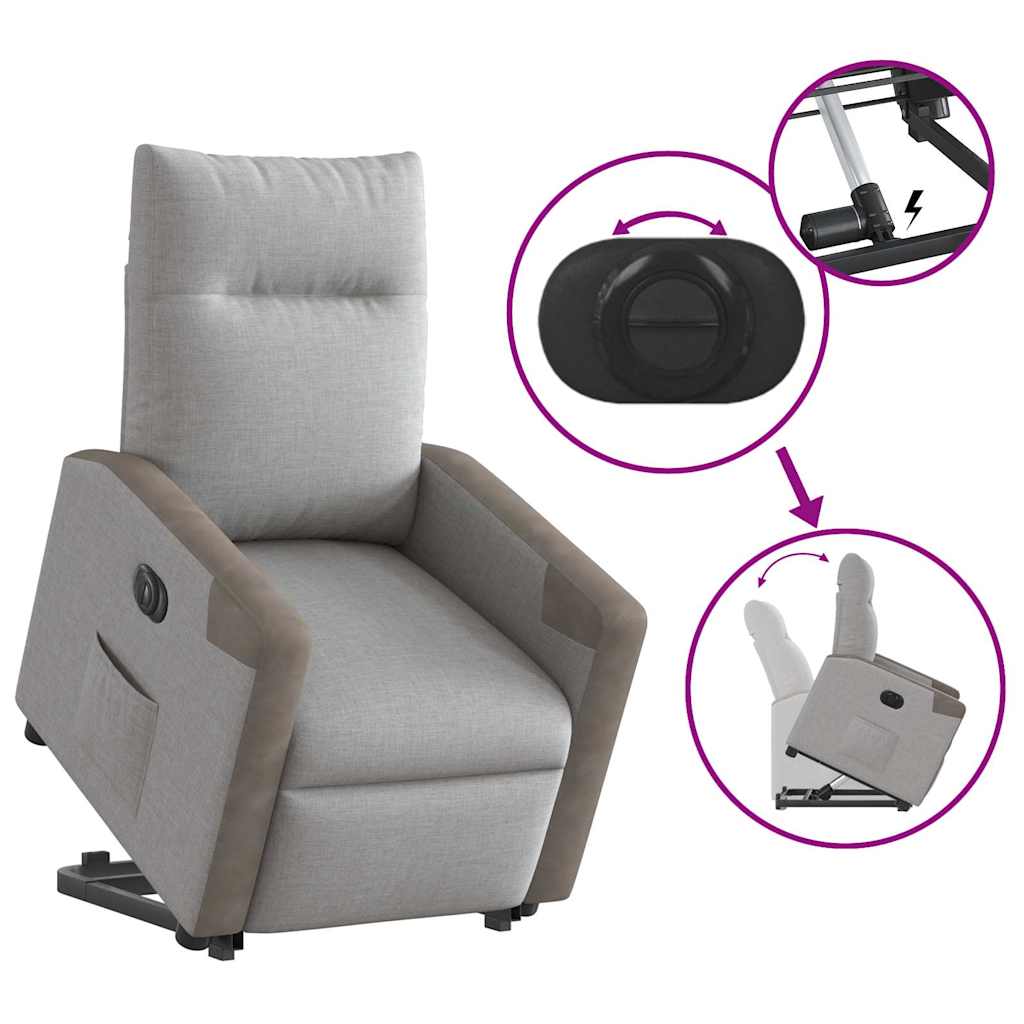 Scaun reclinabil electric, țesătură gri nor GartenMobel Dekor