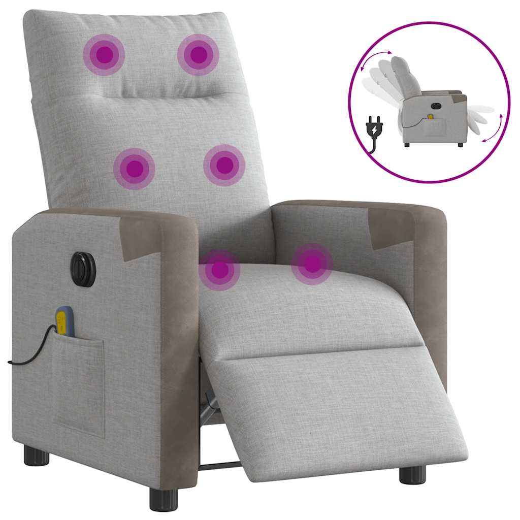 Scaun reclinabil electric pentru masaj Cloud Grey Fabric GartenMobel Dekor