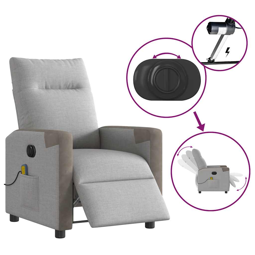 Scaun reclinabil electric pentru masaj Cloud Grey Fabric GartenMobel Dekor