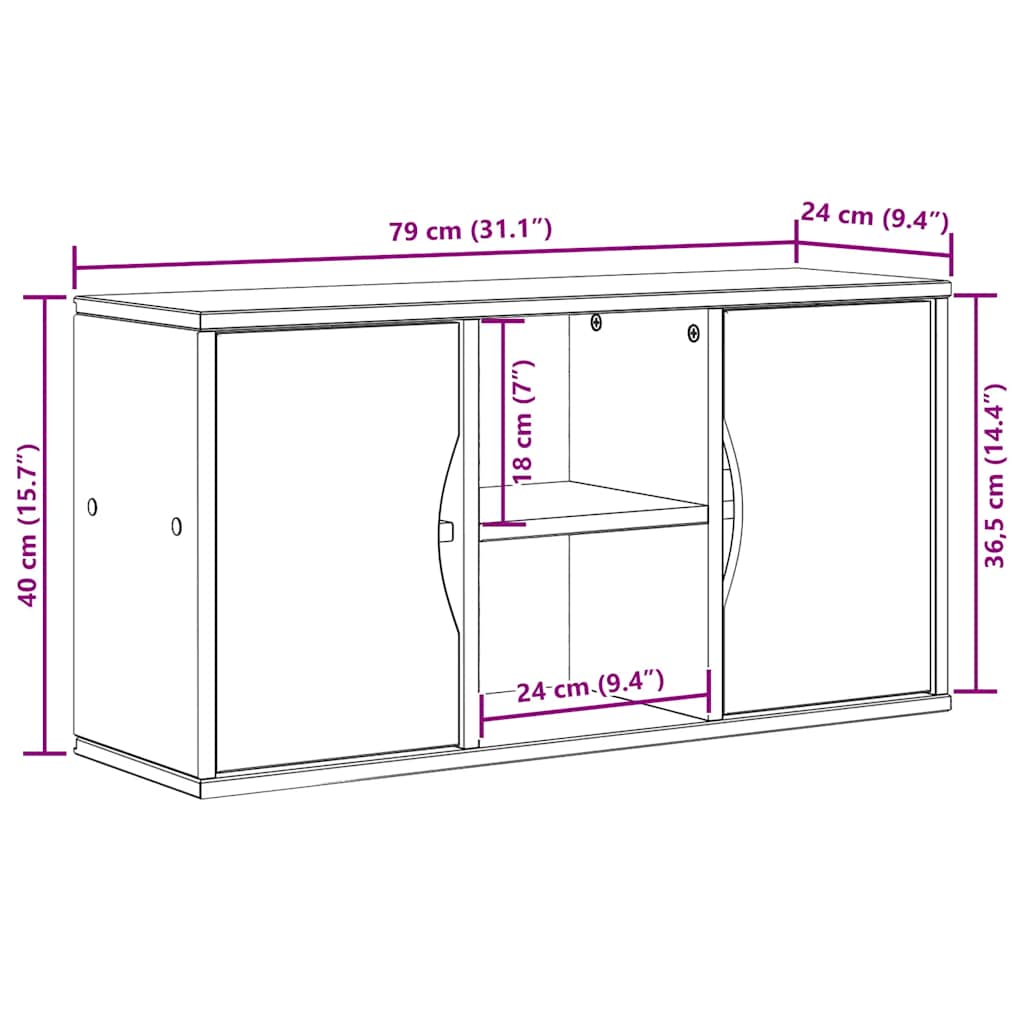 Dulap TV „ODDA” 79x24x40 cm din lemn masiv de pin GartenMobel Dekor
