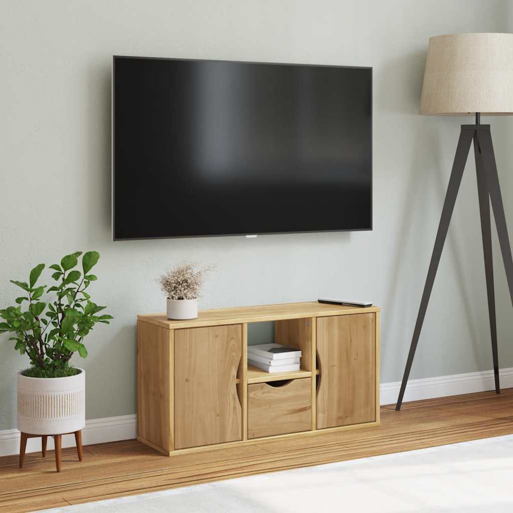Dulap TV cu sertar „ODDA” 79x24x40 cm lemn masiv de pin GartenMobel Dekor