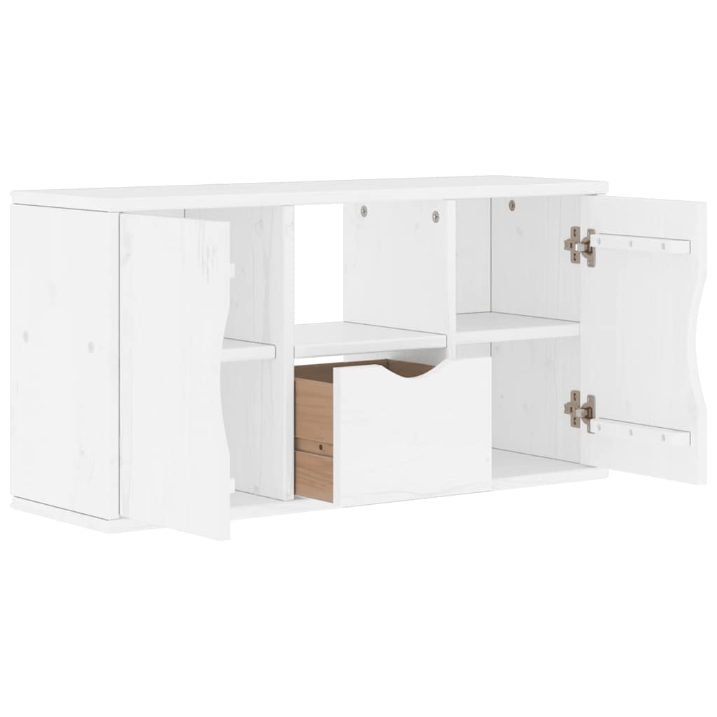 Dulap TV cu sertar „ODDA” alb 79x24x40 cm lemn masiv de pin GartenMobel Dekor