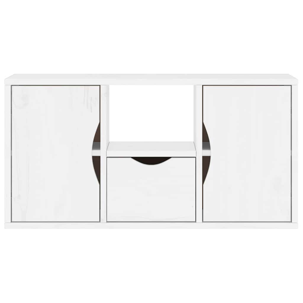 Dulap TV cu sertar „ODDA” alb 79x24x40 cm lemn masiv de pin GartenMobel Dekor