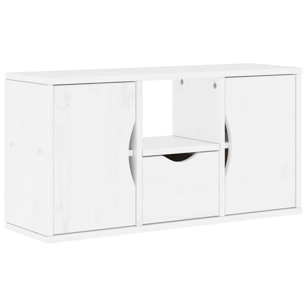 Dulap TV cu sertar „ODDA” alb 79x24x40 cm lemn masiv de pin GartenMobel Dekor