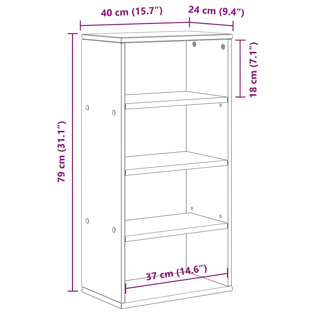 Dulap lateral „ODDA” alb 40x24x79 cm, lemn masiv de pin GartenMobel Dekor