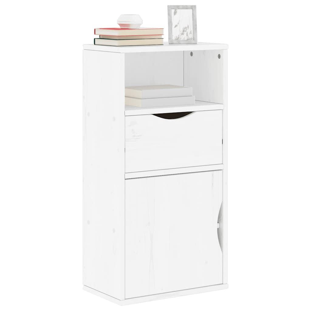 Dulap lateral cu sertar „ODDA” alb 40x24x79cm lemn masiv de pin GartenMobel Dekor