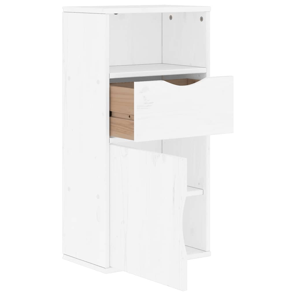 Dulap lateral cu sertar „ODDA” alb 40x24x79cm lemn masiv de pin GartenMobel Dekor