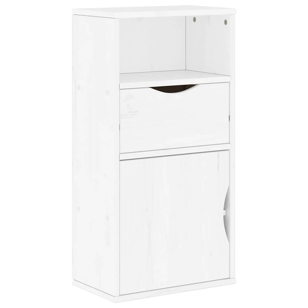 Dulap lateral cu sertar „ODDA” alb 40x24x79cm lemn masiv de pin GartenMobel Dekor