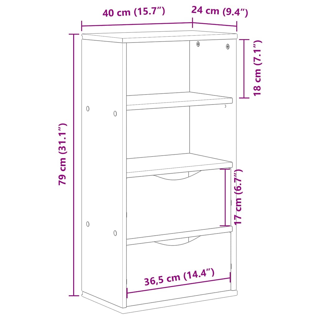 Dulap lateral cu sertare „ODDA” 40x24x79 cm lemn masiv de pin GartenMobel Dekor