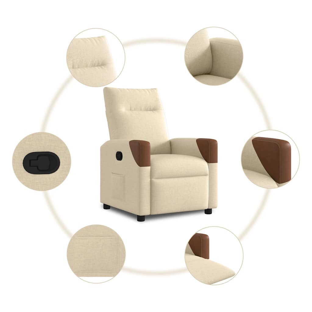 Fotoliu rabatabil, crem, material textil GartenMobel Dekor