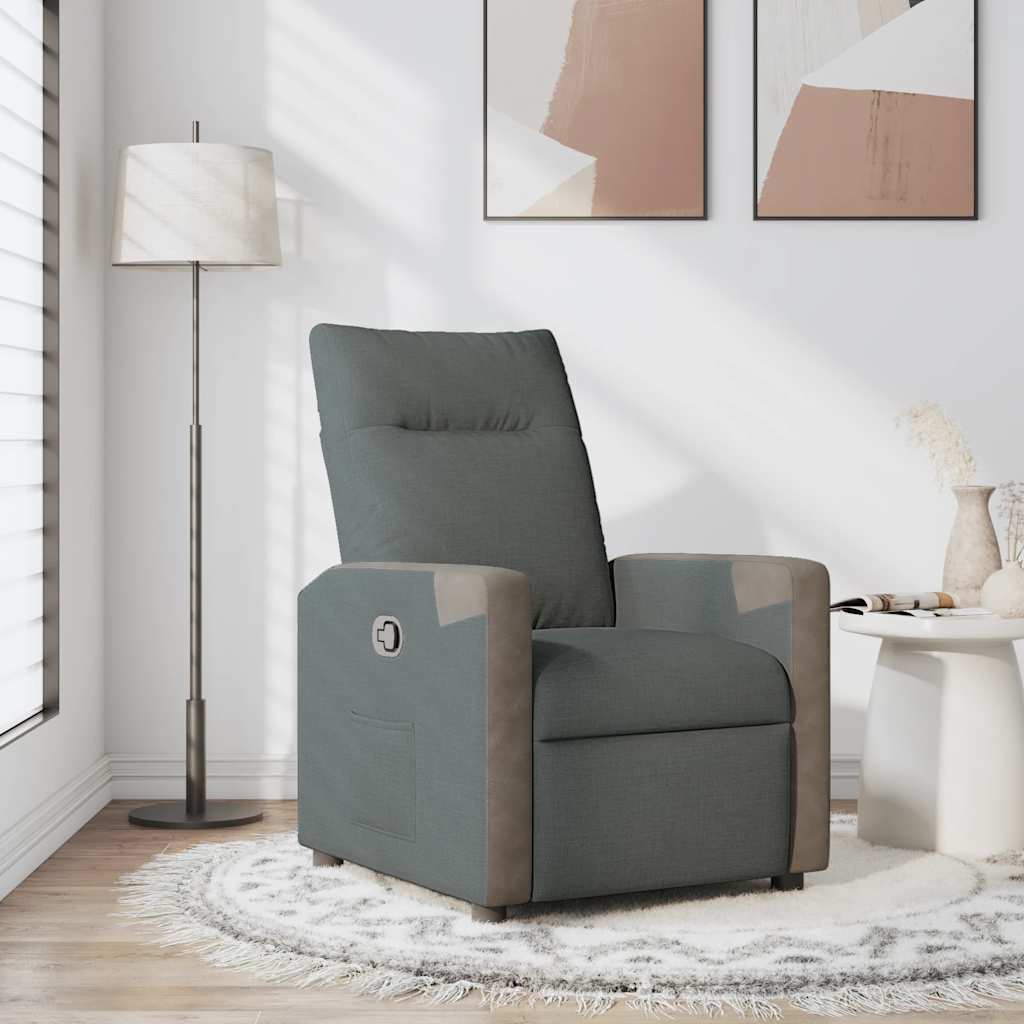 Fotoliu rabatabil, gri închis, material textil GartenMobel Dekor