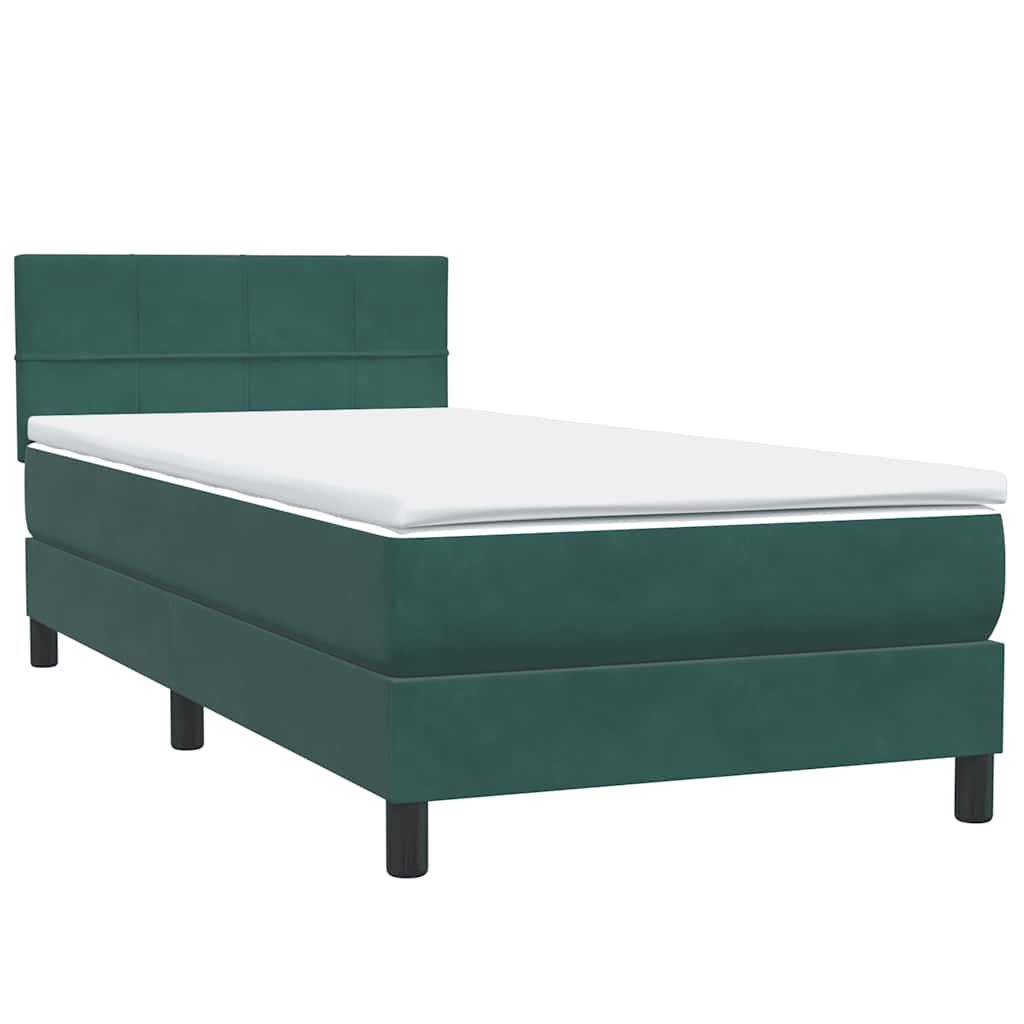 Pat box spring cu saltea, verde închis, 80x220 cm, catifea GartenMobel Dekor