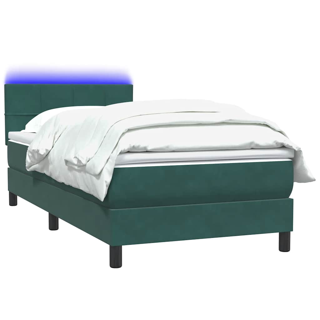 Pat box spring cu saltea, verde închis, 80x220 cm, catifea GartenMobel Dekor