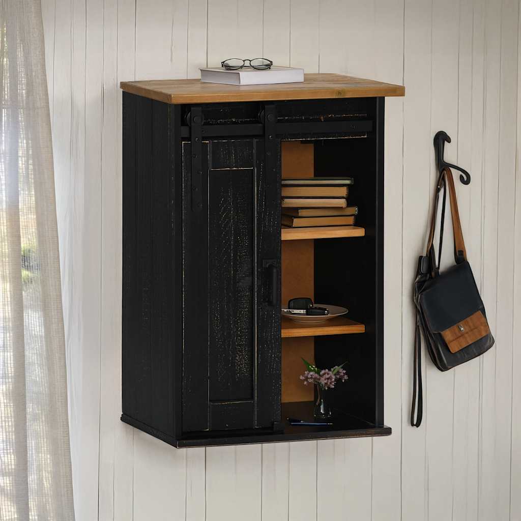 Dulap suspendat HALDEN cu ușă glisantă negru 49x22,5x70 cm pin GartenMobel Dekor