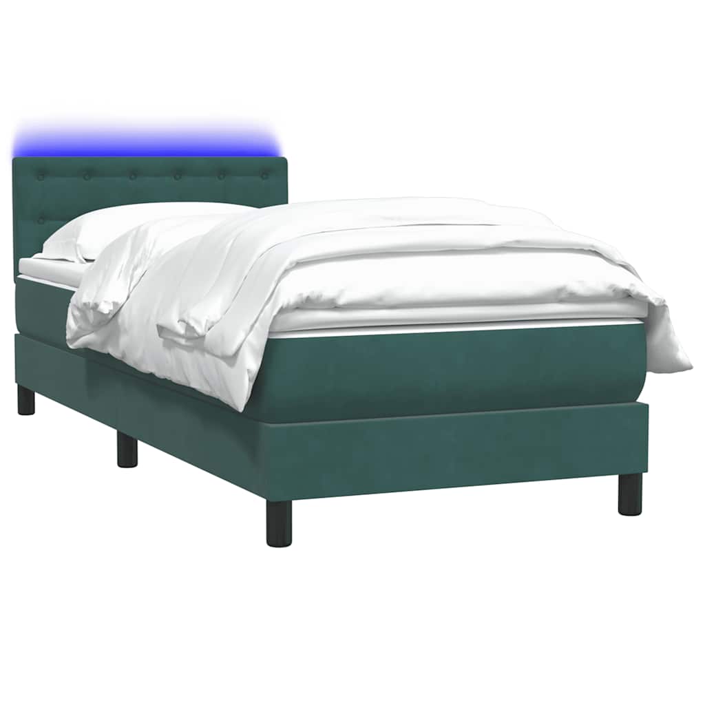 Pat box spring cu saltea, verde închis, 80x220 cm, catifea GartenMobel Dekor