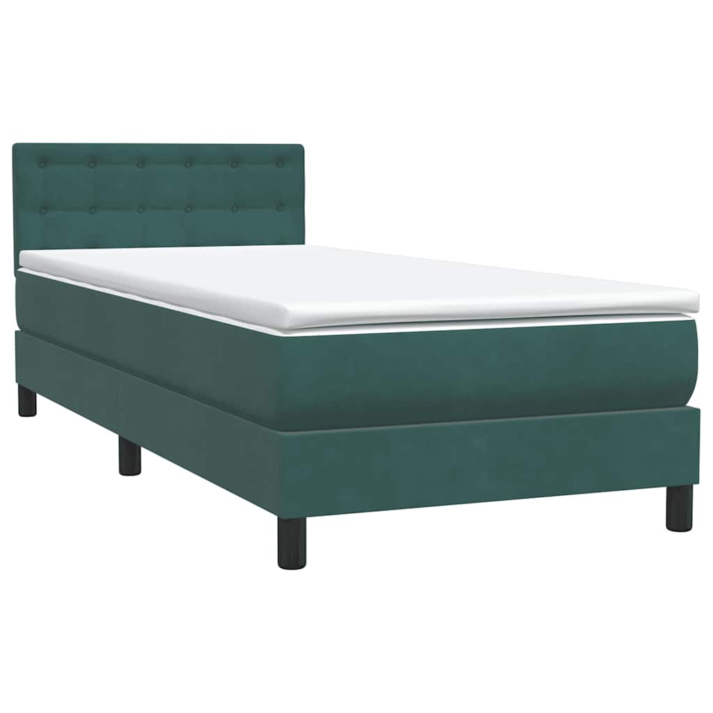 Pat box spring cu saltea, verde închis, 80x220 cm, catifea GartenMobel Dekor