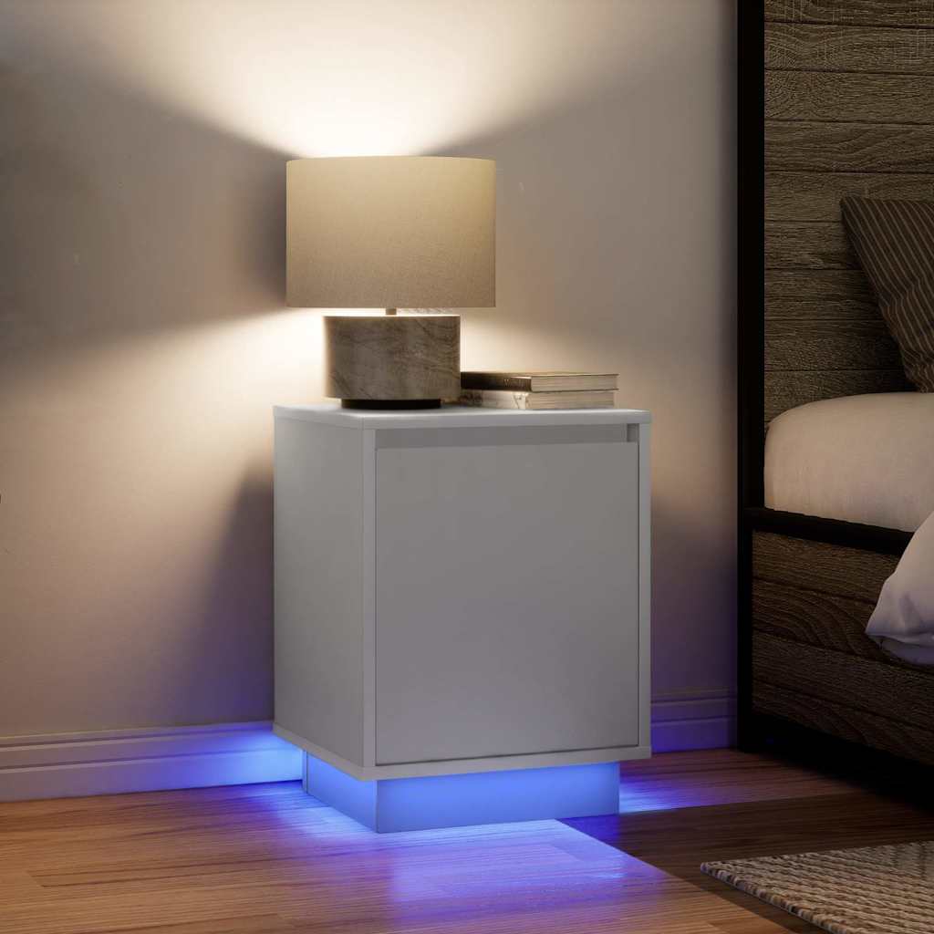 Noptiere cu lumini LED 2 buc Alb 38x34x50 cm GartenMobel Dekor