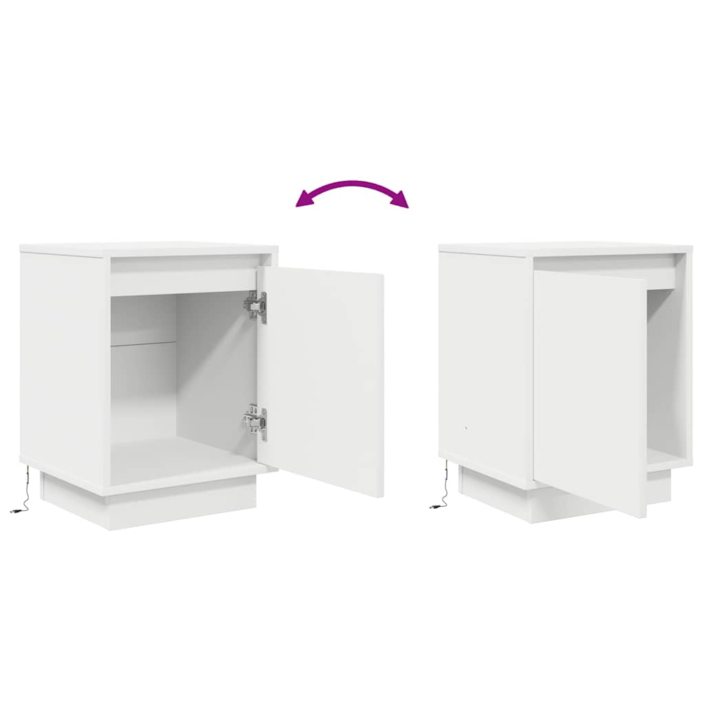 Noptiere cu lumini LED 2 buc Alb 38x34x50 cm GartenMobel Dekor