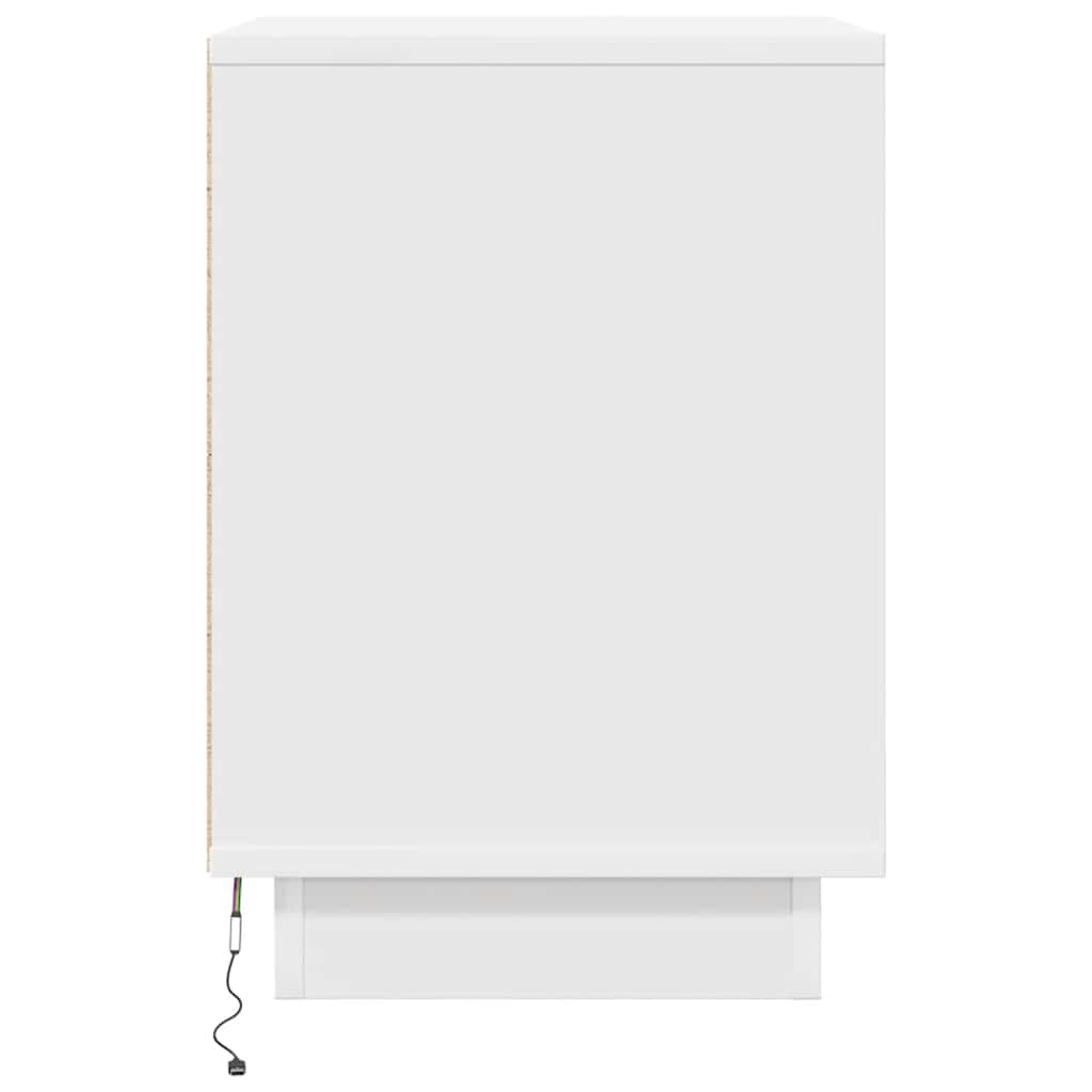 Noptiere cu lumini LED 2 buc Alb 38x34x50 cm GartenMobel Dekor