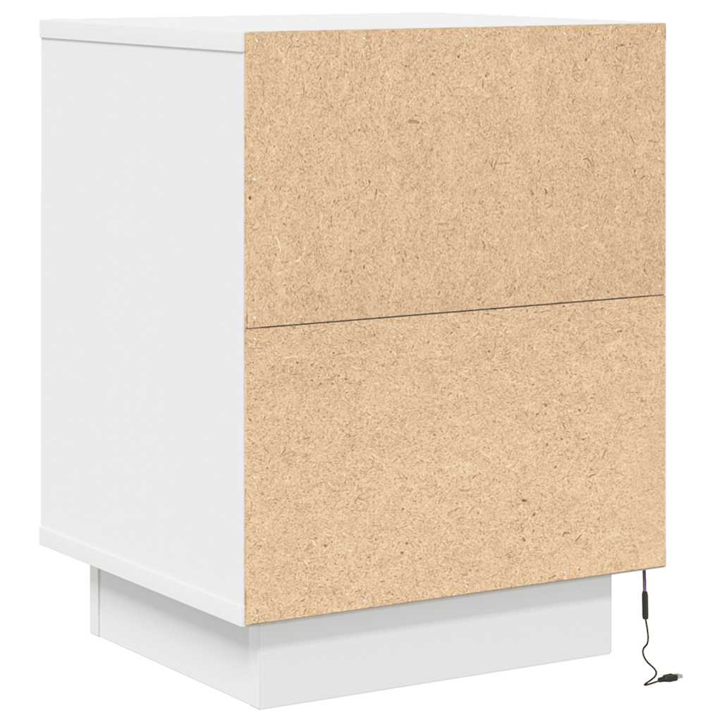 Noptiere cu lumini LED 2 buc Alb 38x34x50 cm GartenMobel Dekor