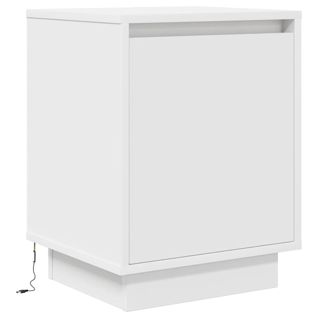 Noptiere cu lumini LED 2 buc Alb 38x34x50 cm GartenMobel Dekor