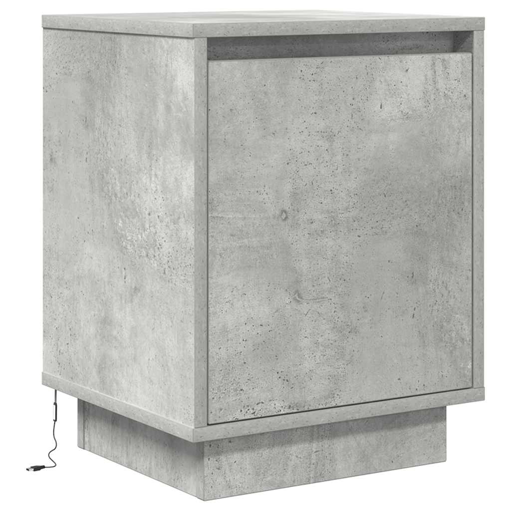 Noptiere cu lumini LED 2 buc Beton Gri 38x34x50 cm GartenMobel Dekor