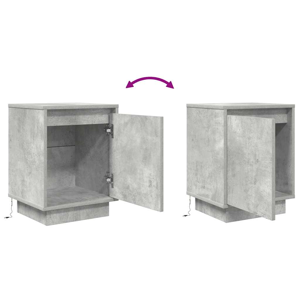 Noptiere cu lumini LED 2 buc Beton Gri 38x34x50 cm GartenMobel Dekor