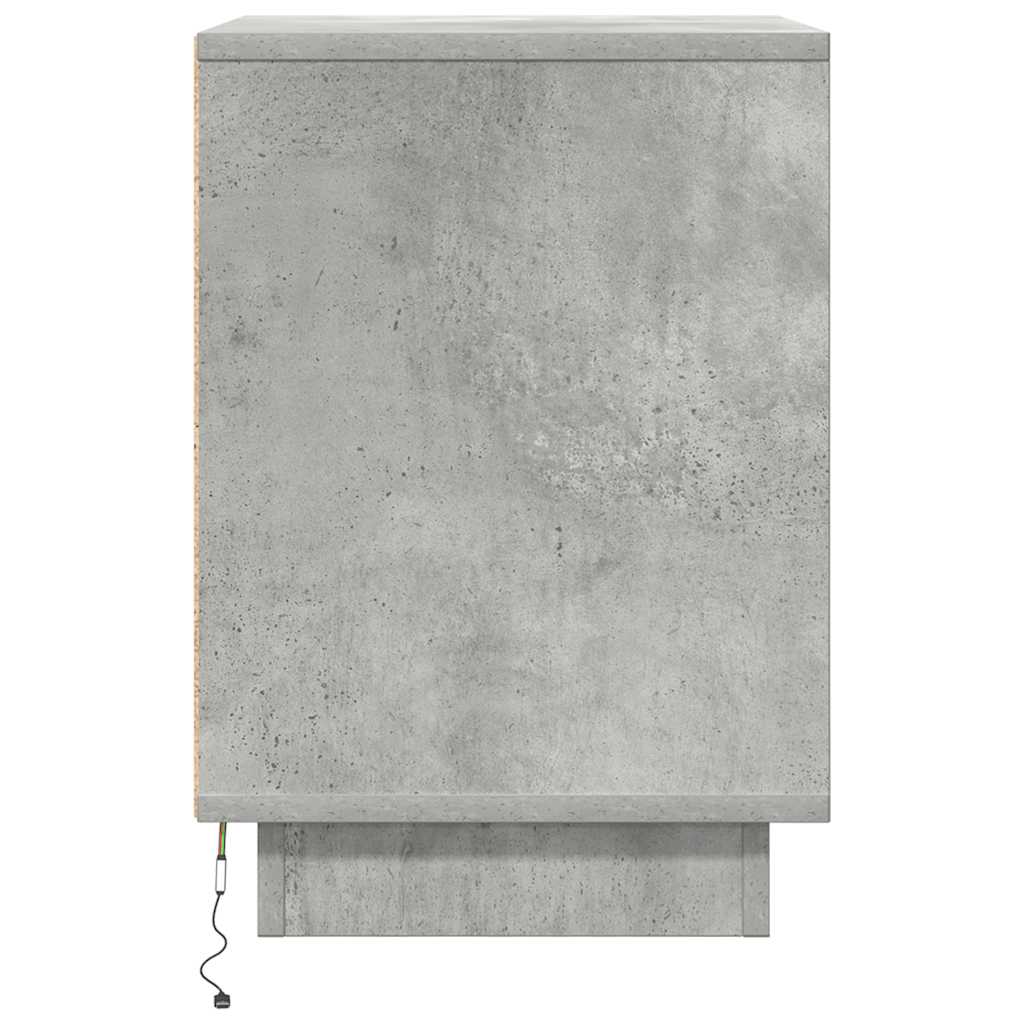 Noptiere cu lumini LED 2 buc Beton Gri 38x34x50 cm GartenMobel Dekor