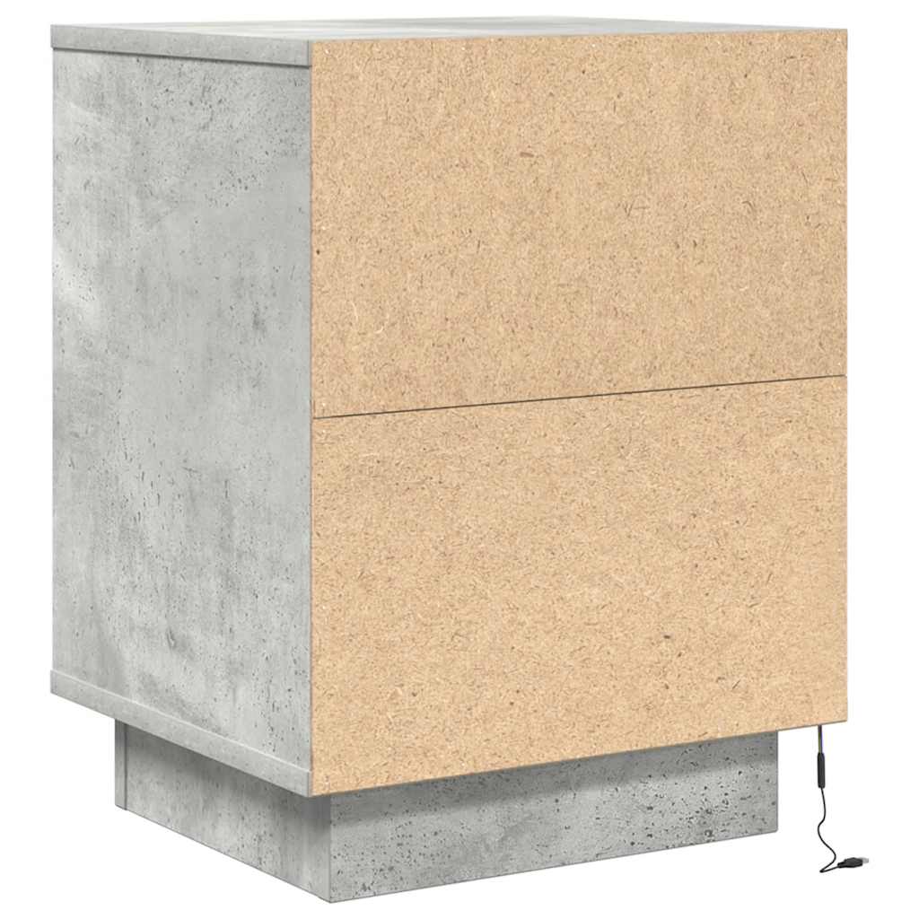 Noptiere cu lumini LED 2 buc Beton Gri 38x34x50 cm GartenMobel Dekor
