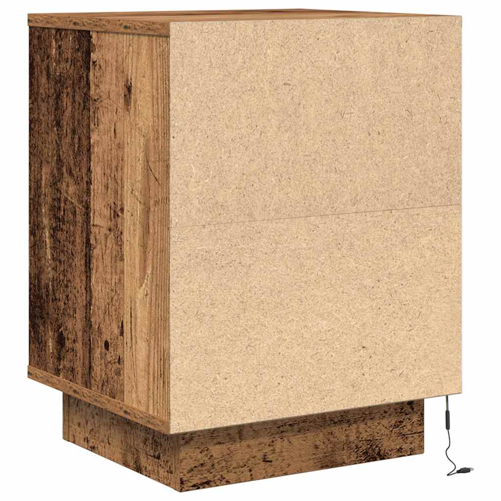 Noptiere cu lumini LED 2 buc Lemn vechi 38x34x50 cm GartenMobel Dekor