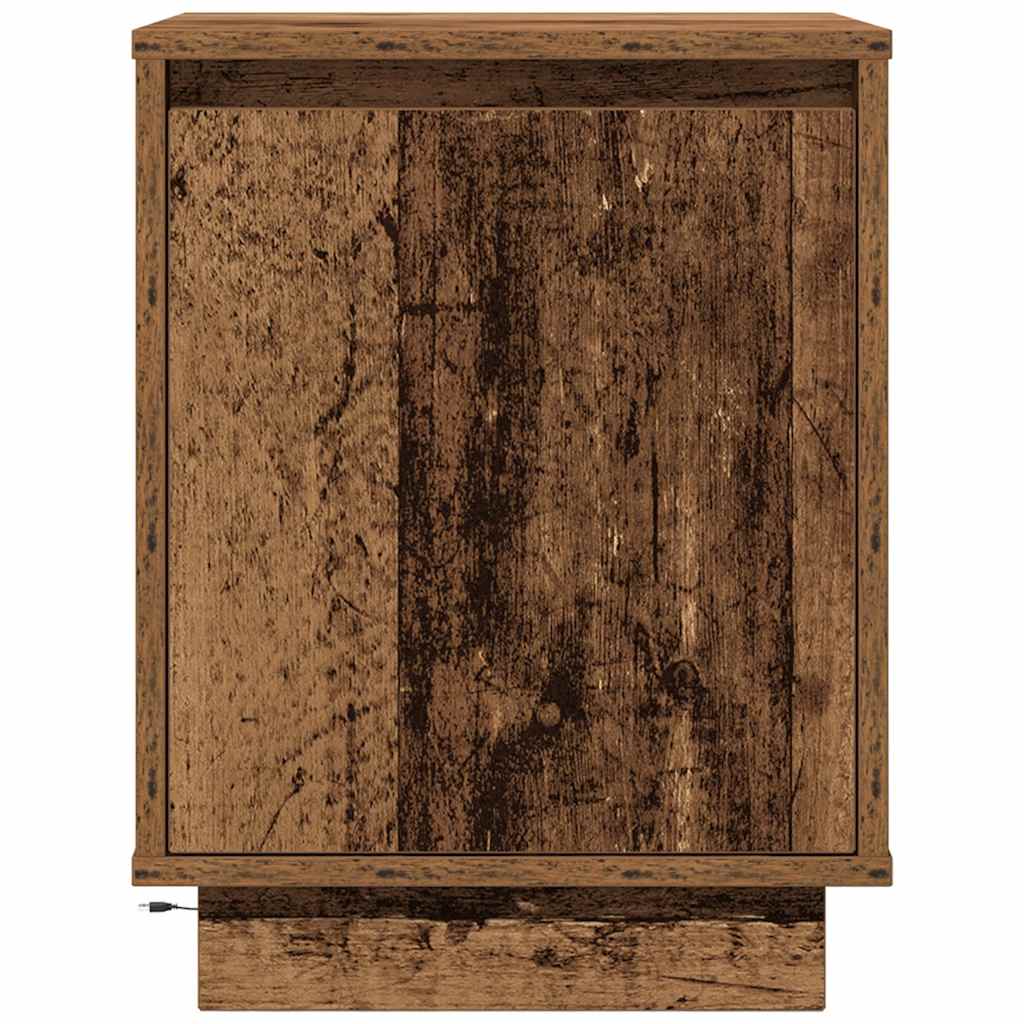Noptiere cu lumini LED 2 buc Lemn vechi 38x34x50 cm GartenMobel Dekor