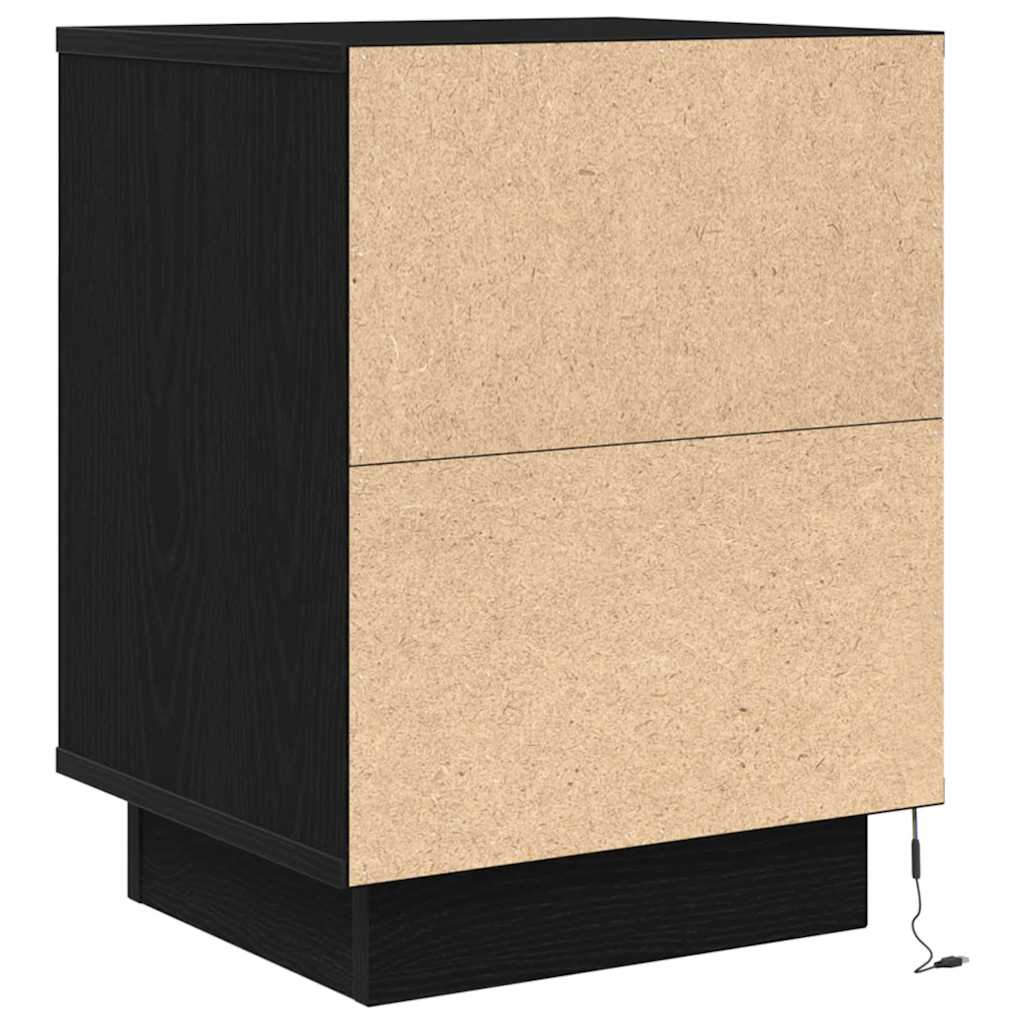 Noptiere cu lumini LED 2 buc Negru 38x34x50 cm GartenMobel Dekor